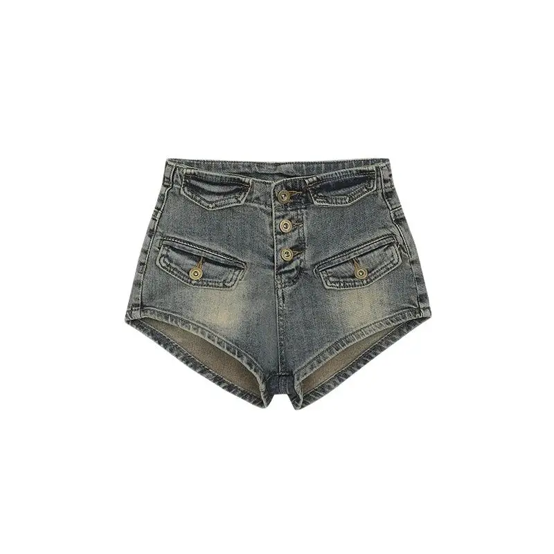 

Summer Women Harajuku Fashion 2000s Gyaru High Waist Jean Shorts American Vintage Denim Hot Pants Grunge Kpop Y2k Chic Tide Punk