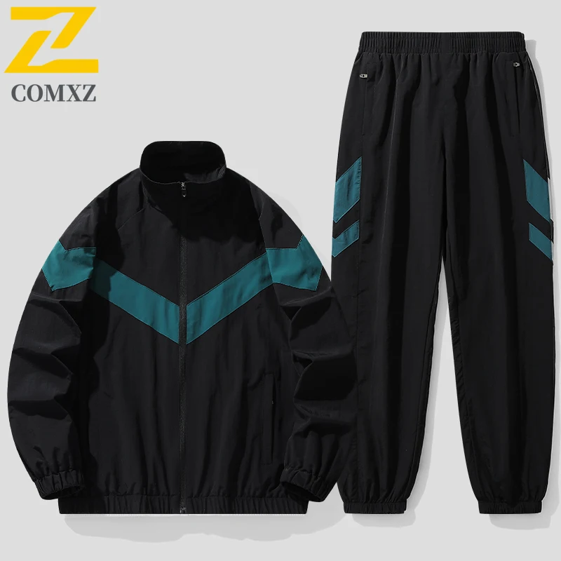 

Comxz Full-zip Windbreakers Joggers Tracksuit Casual Sportswear Jacket+ Sweatpants Training Set For Men Women Two-piece Outfit