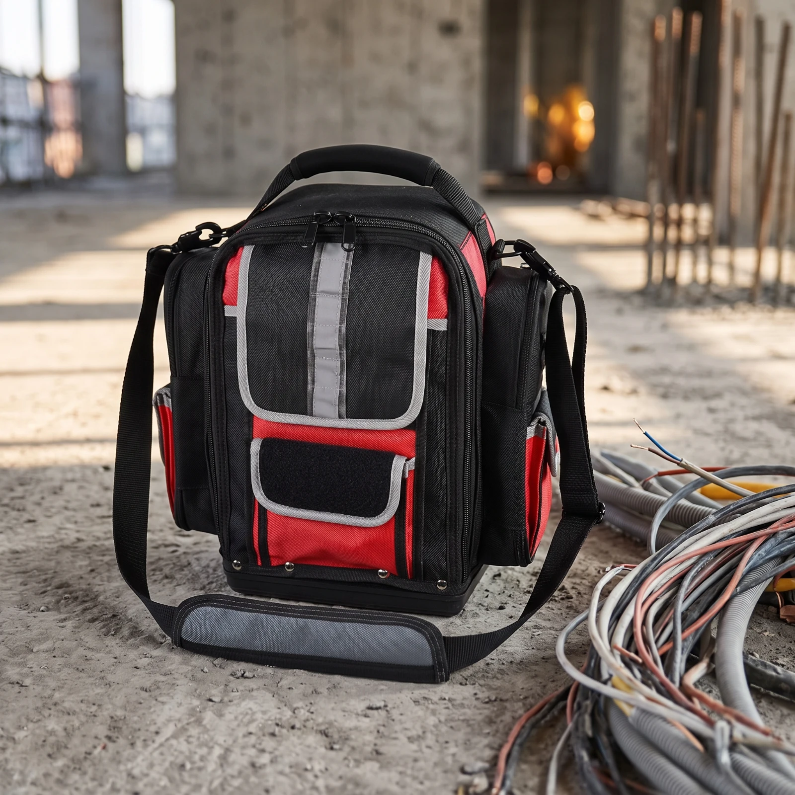 Tool Backpack Heavy-Duty Backpack with Tool Compartments Bag Sturdy Reinforced for Electricians, Job Sites