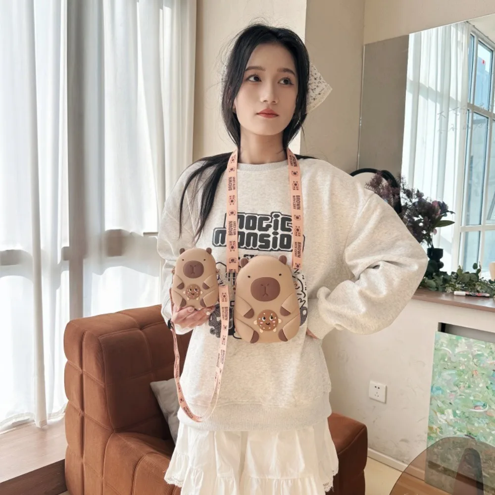 محفظة نقود كابيبارا كارتونية بسيطة محمولة صغيرة من السيليكون حقيبة كتف محفظة صغيرة لطيفة للأطفال #4