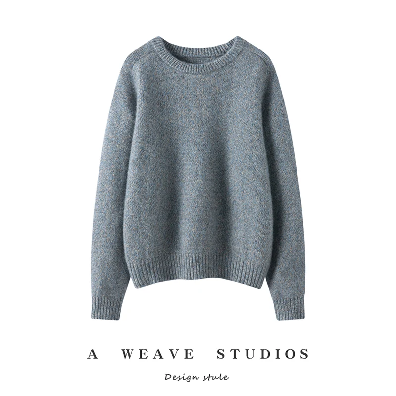 

Women's Autumn Winter Cashmere Knitwear round Neck Pullover Sweater Saddle Shoulder Design Comfortable Loose Fit Long Sleeve