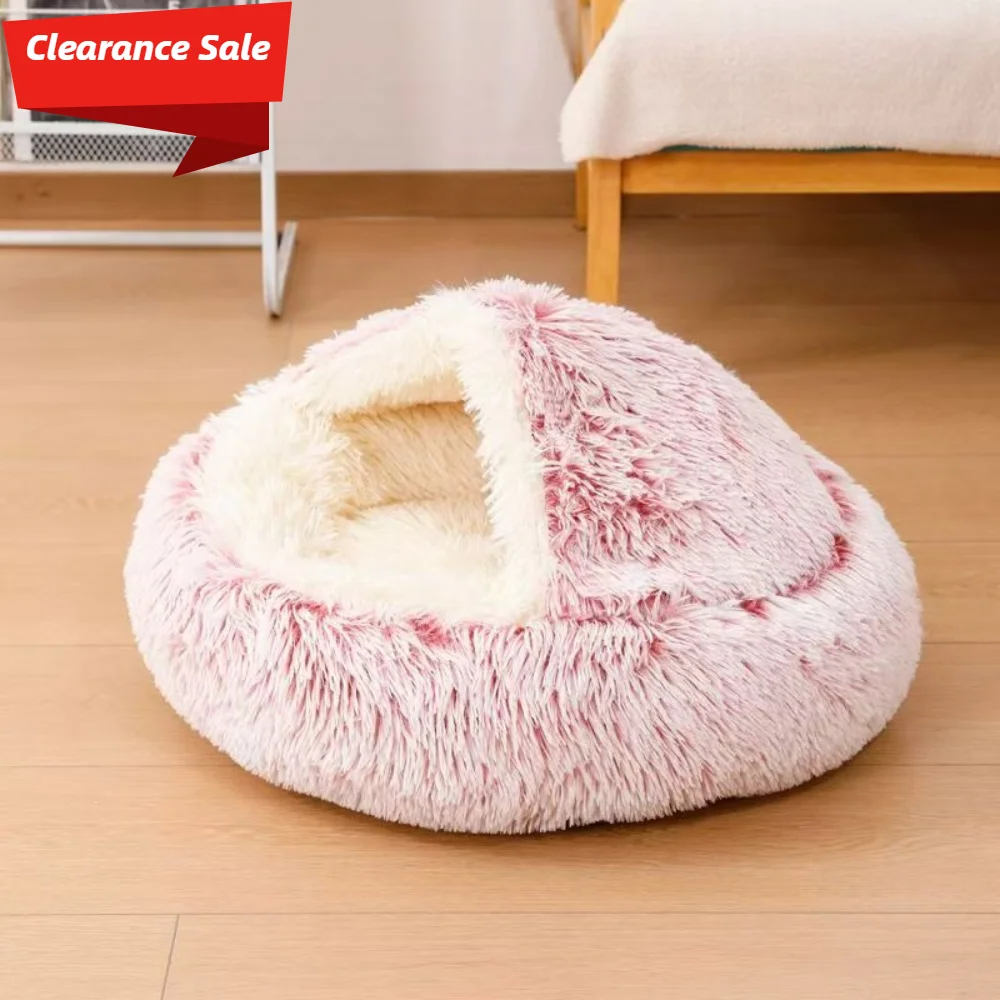 Winter Flauschiges Katzennest Runde Lange Plüsch Katzenbett Haustiermatratze Warme Katze Hund Schlafnest Höhle Indoor Katzen Oder Kleine Hundebetten