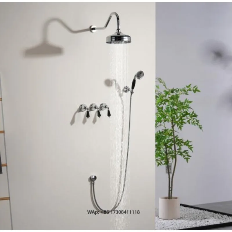 

3 Handle High Pressure Chrome Plated Rain Shower Faucet Set Combination Set Concealed Rain Shower System Complete Set