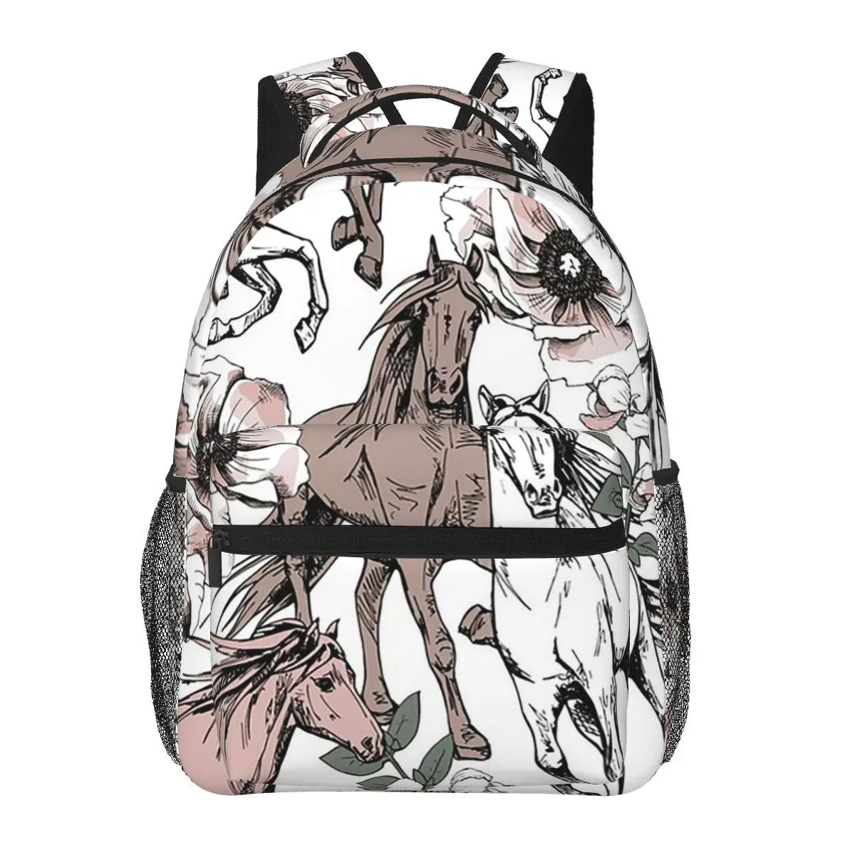 

Fresh Flower Wild Horse Pattern Student Backpack School Bag Hiking Travel Daypack for Boys Girls Fashion Bookbag Shoulder Bags