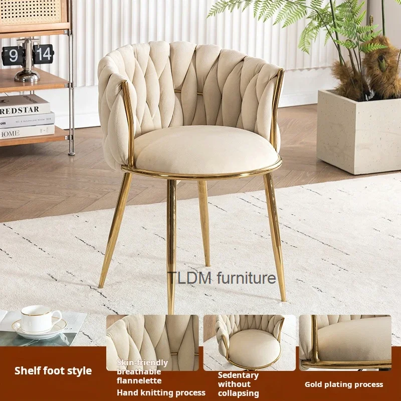 

Living room velvet armchair with fashionable design, coffee chair, bedroom makeup chair, backrest lift, sliding nail decoration