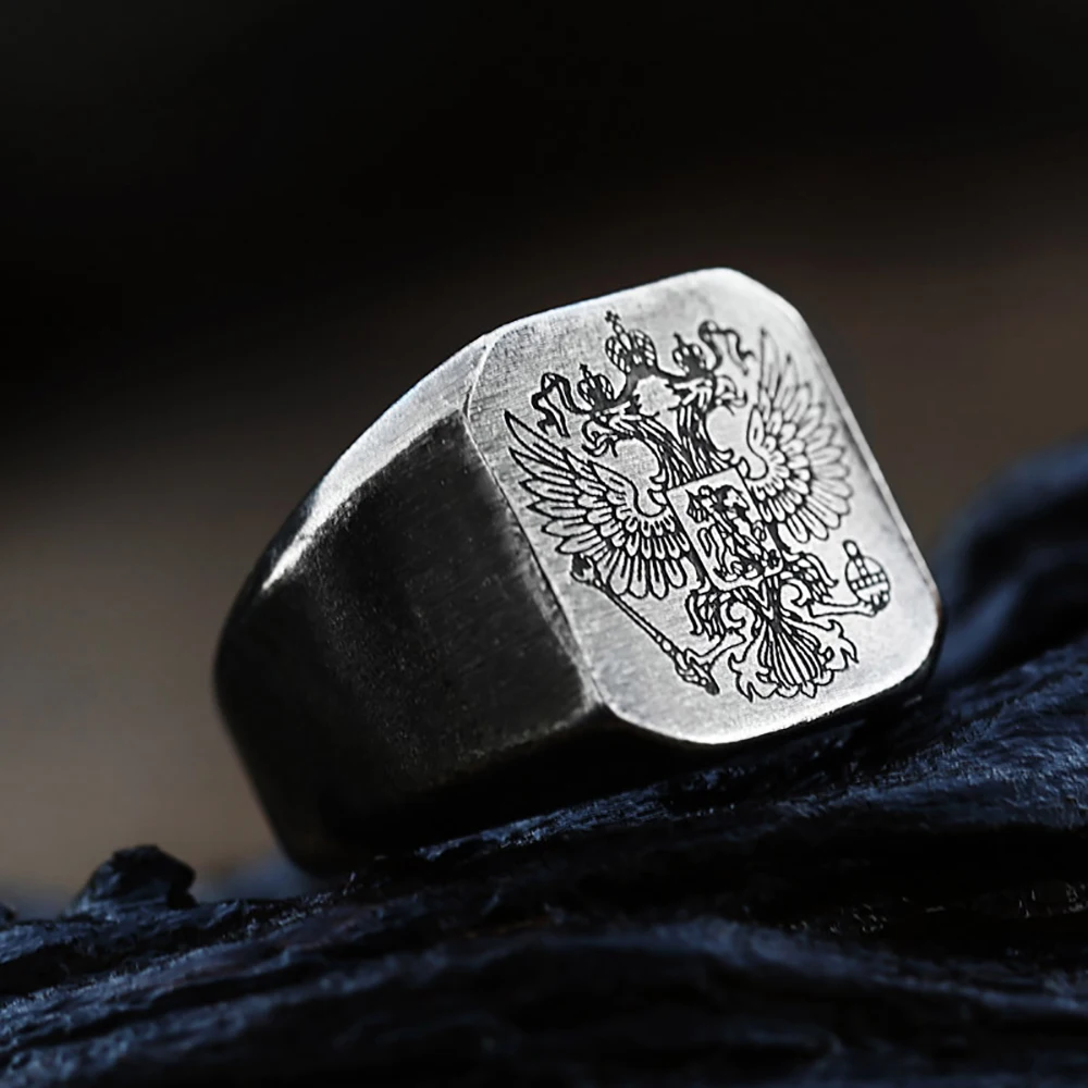 High Quality Double Eagle Rings 316L Stainless Steel A Coat Of Arms Of The Russian Signet Ring For Men Cool Band Jewelry Gifts