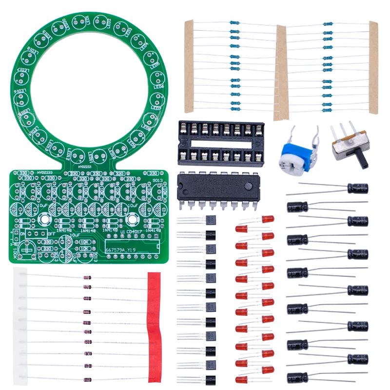 CD4017 Ring Gradient LED Flowing Lamp DIY Kit, Electronic Welding Training Parts for Fun Educational Projects