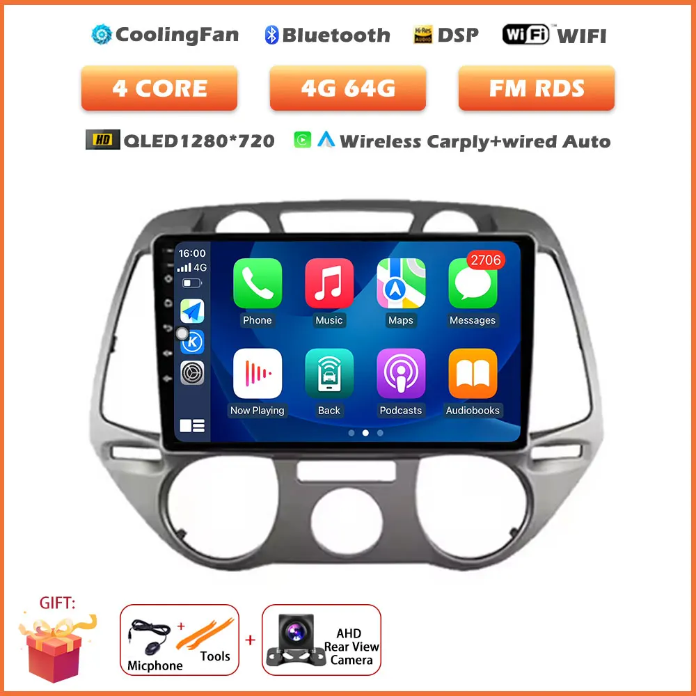 Android 16 Auto Wireless Carplay voor Hyundai i20 2008-2012 autoradio stereo multimediaspeler navigatie touchscreen tools