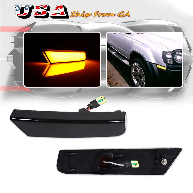 

For Nissan Xterra 2002-2004 Amber Front Bumper LED Side Marker Turn Signal Lights OEM 261807Z800