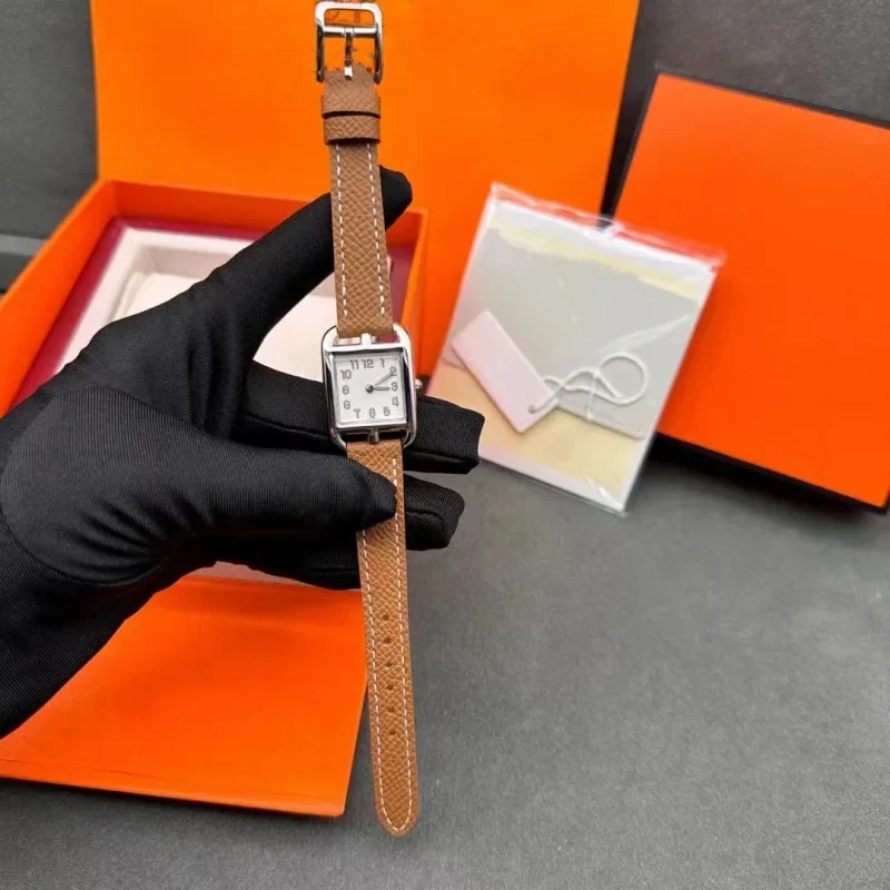 2025 luxo quadrado feminino 23mm relógio de quartzo de alta qualidade, presente de couro de alta qualidade relógio de pulso feminino