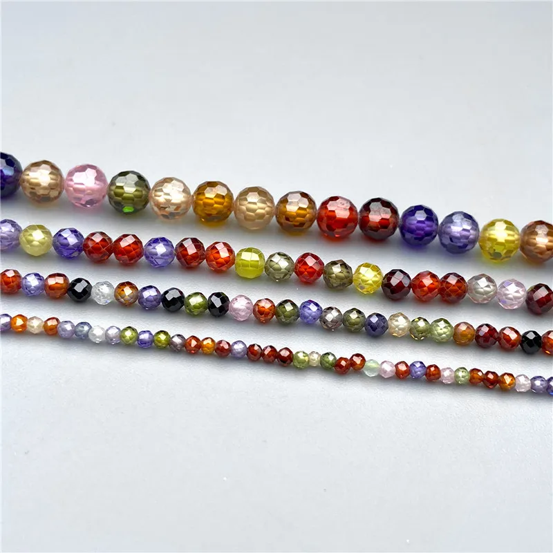 Wholesale 2 3 4MM Tiny Colorful Zircon Beads Shiny Small Faceted Zircon Stone Bead For Jewelry Making Beadwork Bracelet Necklace
