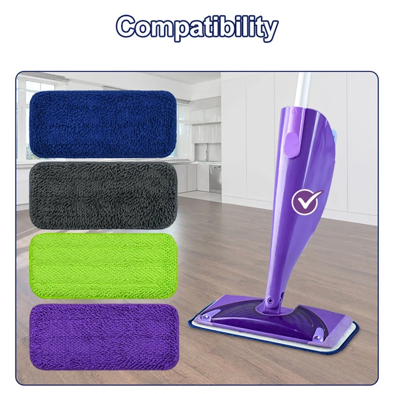 4ชิ้นแผ่น Kain Pel Microfiber แบบนำกลับมาใช้ใหม่ได้สำหรับ swiffer แผ่นไมโครไฟเบอร์ไม้ถูพื้นแบบเปียกและแห้ง