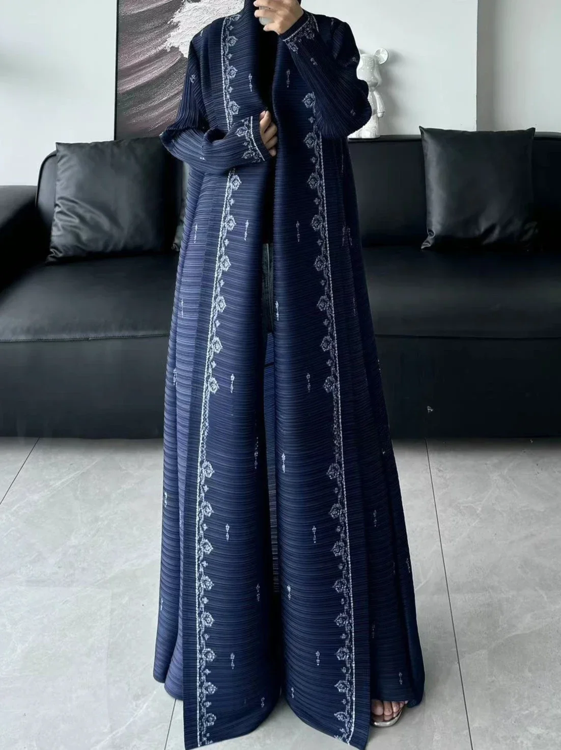 Muslimische Abaya Frauen Fledermaus Ärmel Plissee Strickjacke Offenes Kleid Marokko Kaftan Dubai Abayas Plus Größe frauen Luxus Mantel Eid Ramadan