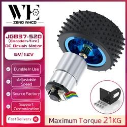 JGB37-520 Hall Encoder Smart Car Motor 6V12V Forward And Reverse Adjustable Speed 6RPM-1590RPM Brush DC Kit Speed Motor Pulley