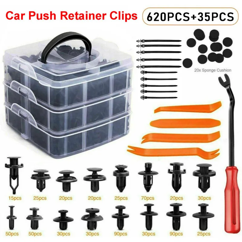 

Car Retainer Auto Fasteners Push Trim Plastic Clips Pin Rivet Bumper Kit Screw Door Trim Panel Retainer Auto Bumper