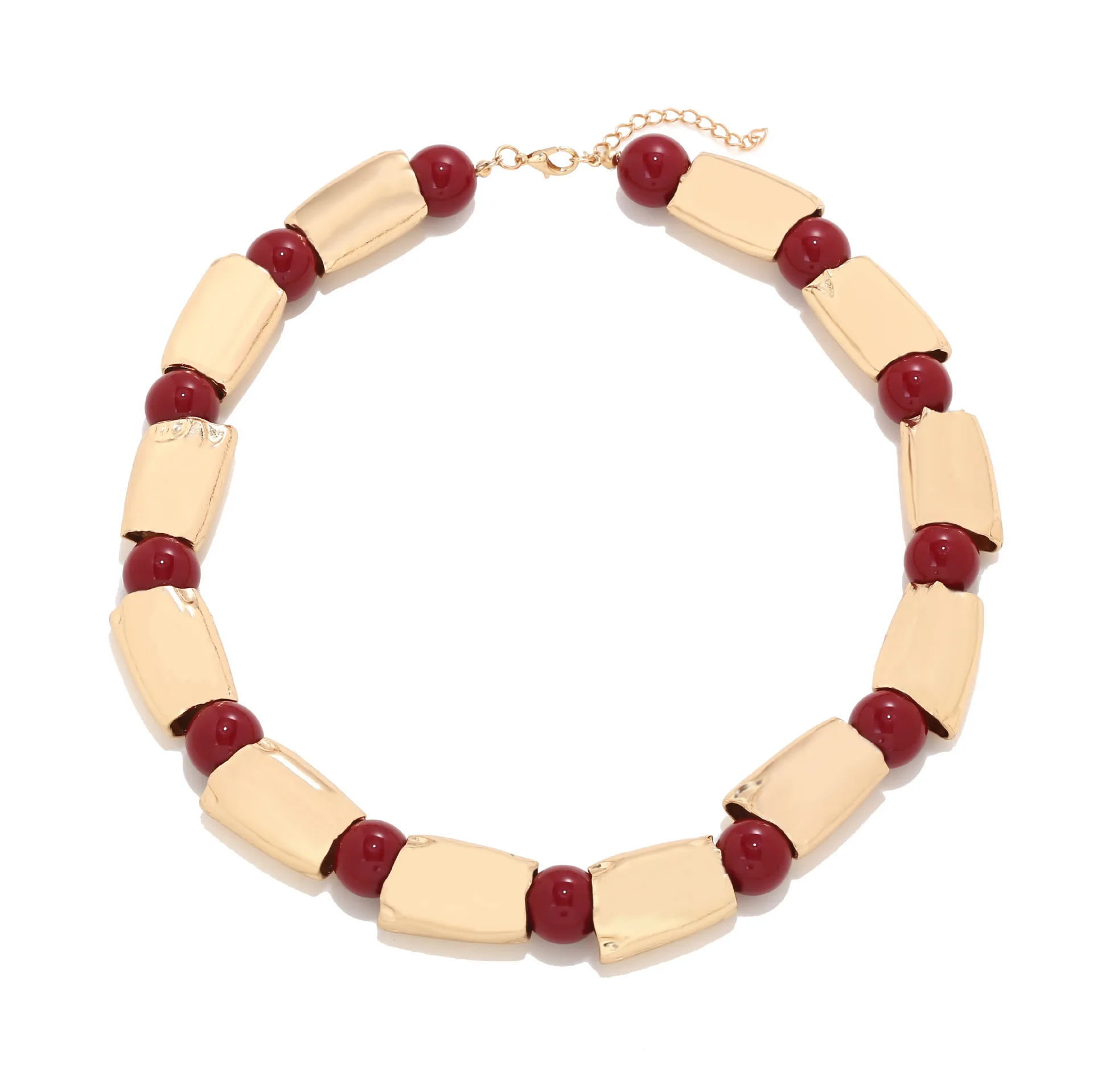 

ZAA Vintage Metal Red Beads Chains Choker Necklaces for Women Personality Jewelry Holiday Party Jewelry Neck Accessories