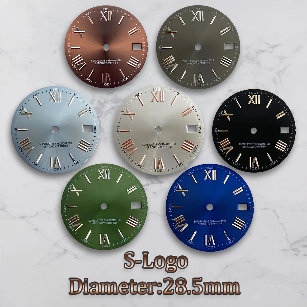 28.5mm High Quality NH35 Dial Roman numeral Dial S Logo Dial Fit NH35/NH36 Movement NH35 Modification Accessories