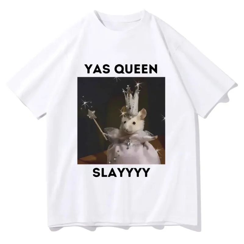 

Модная забавная футболка с рисунком Yas Queen Slayyyy Rat для мужчин и женщин, забавная шутка, юмор, мем, футболки с принтом, летние женские повседневные футболки, топы