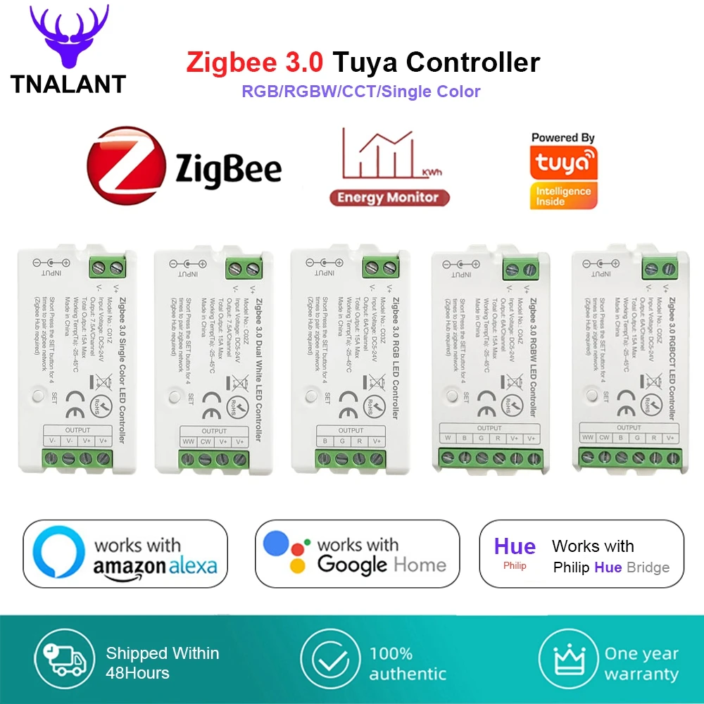 

Tuya Zigbee 3.0 LED Controller 2.4GHz For RGB RGBW CCT LED Strip Support Alexa and Google Assistance Gateway Smart Life DC5V-24V