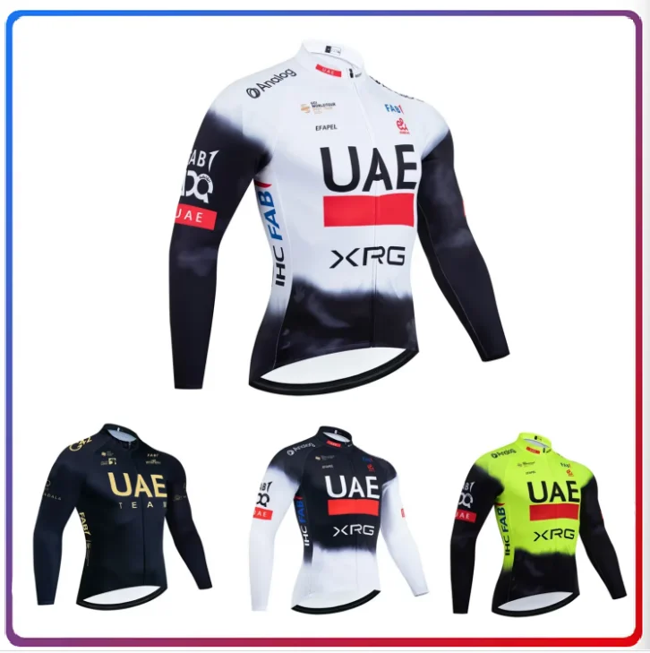 High Quality Cycling Clothing UAE Cycling Jersey Long Sleeve Windbreaker Bike Maillot Ropa Ciclismo Bicycl Jersey Tops 3 Pockets