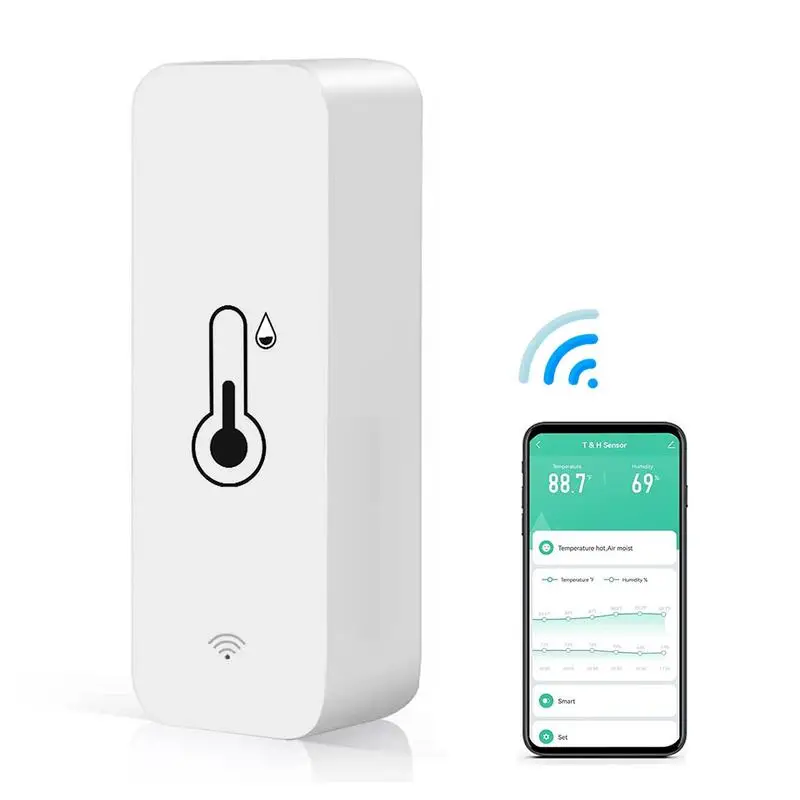 WiFi Smart Temperature And Humidity Sensor With App Notification Alert Intelligent Linkage Function For Home Greenhouse