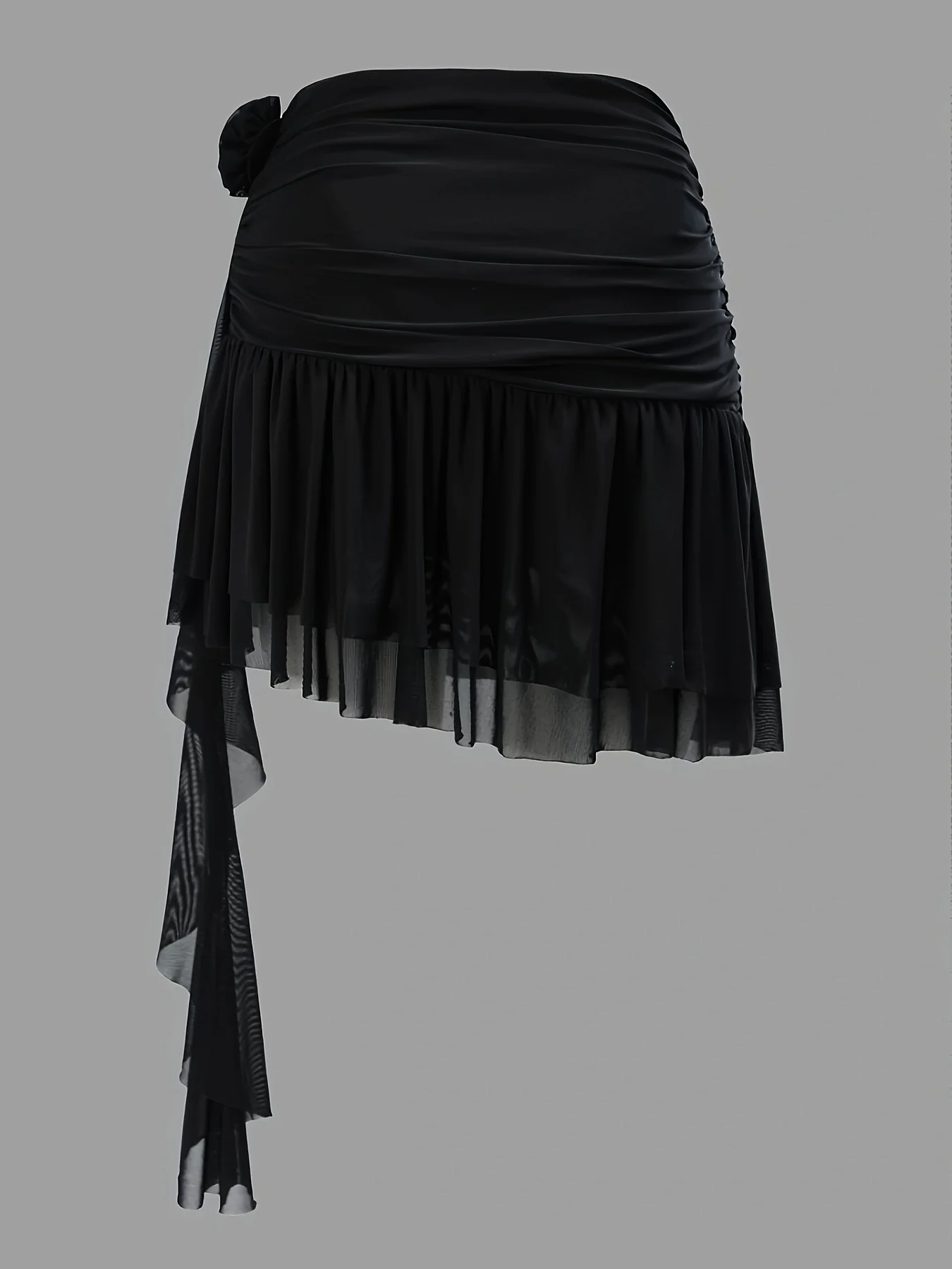 Lady's black elegant floral semi-transparent dignified and elegant exclusive half-length dress