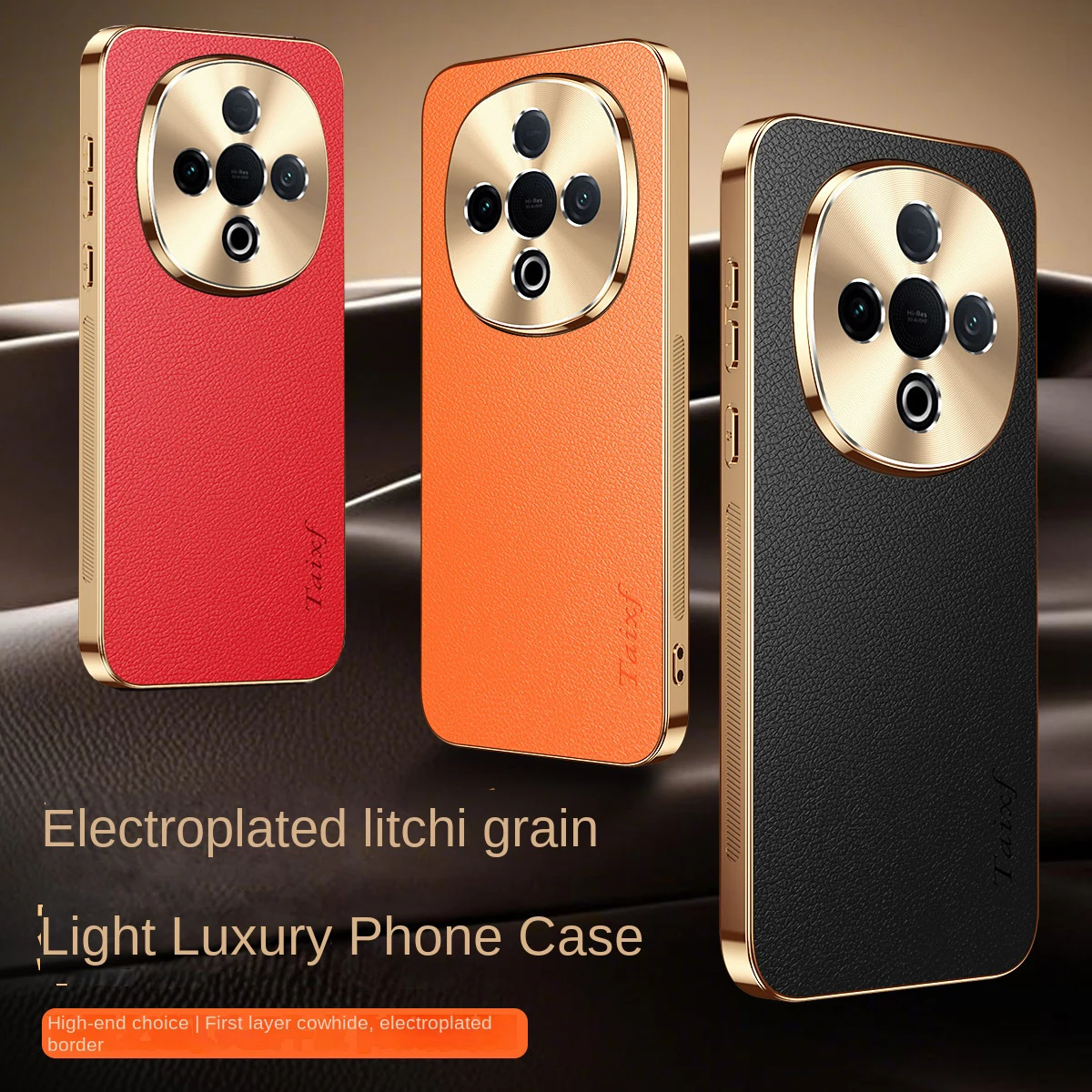 Funda de teléfono de cuero vegano de lujo para Vivo Y300 Pro, funda protectora de lente con borde suave galvanizado, funda trasera a prueba de golpes