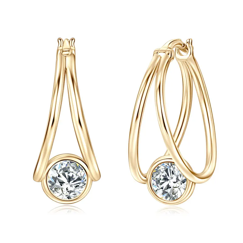 

RAPRGOLD 0,5 карата круглые муассанитовые серьги-кольца с разрезом для женщин, серьги из стерлингового серебра 925 пробы, ювелирные изделия, подарок Pendientes