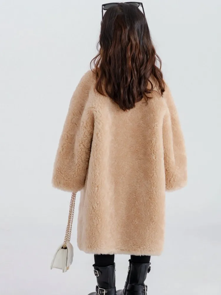 Winter New 100% Wool Fur Jacket Children's Thickening Warm Cashmere Overcoat Coat For Boys And Girls A4806 Outerwear