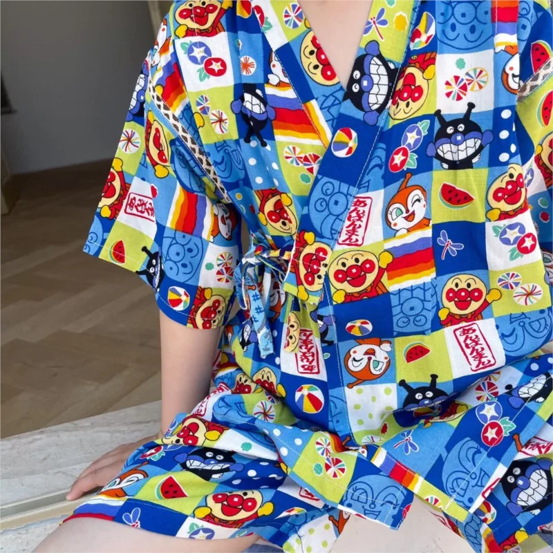 2022 New Children's Cartoon Printed Sleepwear 2-Piece Cotton Japanese Kimono Yukata Set Children's Short Sleeve Homewear LC959