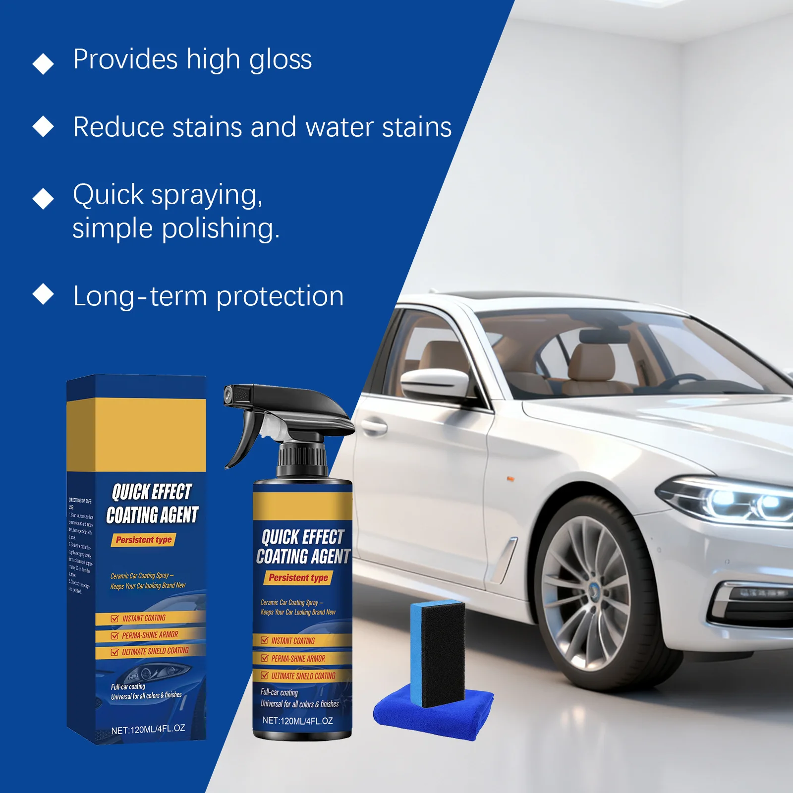 1/2pcs Car Coating Spray, Quick Effect Coating Agent, 2026 New Quickly Coat Car Wax, Car Scratch Wax Polish Spray Waterless Wash