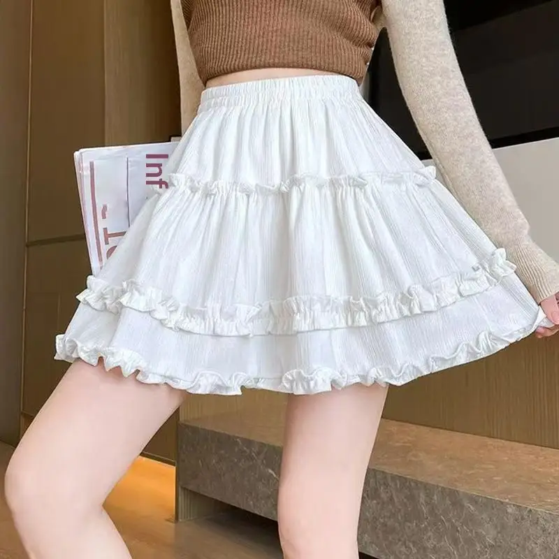 

Women Summer Ballet Style High Waist Slimming Skirt Korean Lace Trim Half Skirt for Dates and Daily Wear