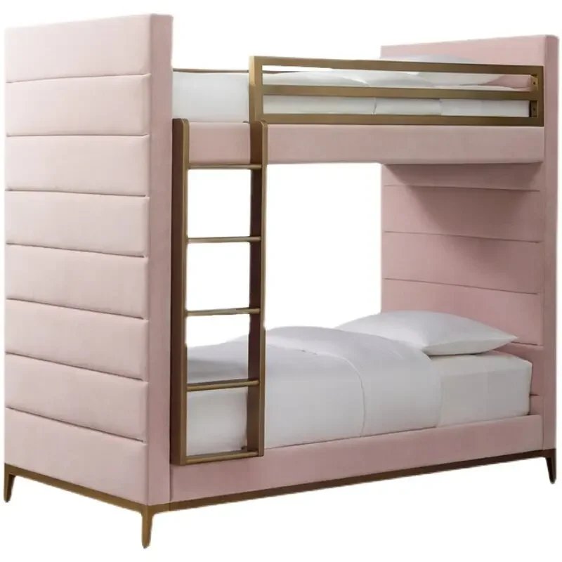 Solid wood bed up and down Bunk High and low bed American country child and mother Boys and girls Soft bag fabric