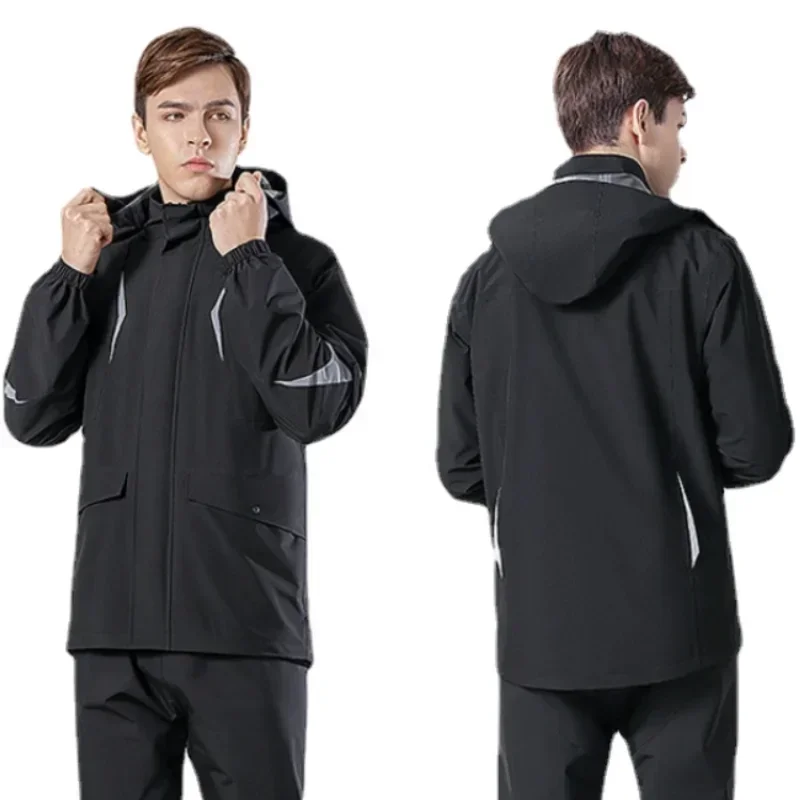 

Raincoat Men Male Black Rain Coat Waterproof Rain Poncho Hooded Raincoat Rainpants Set Reflective Rain Jacket for Motorcycle