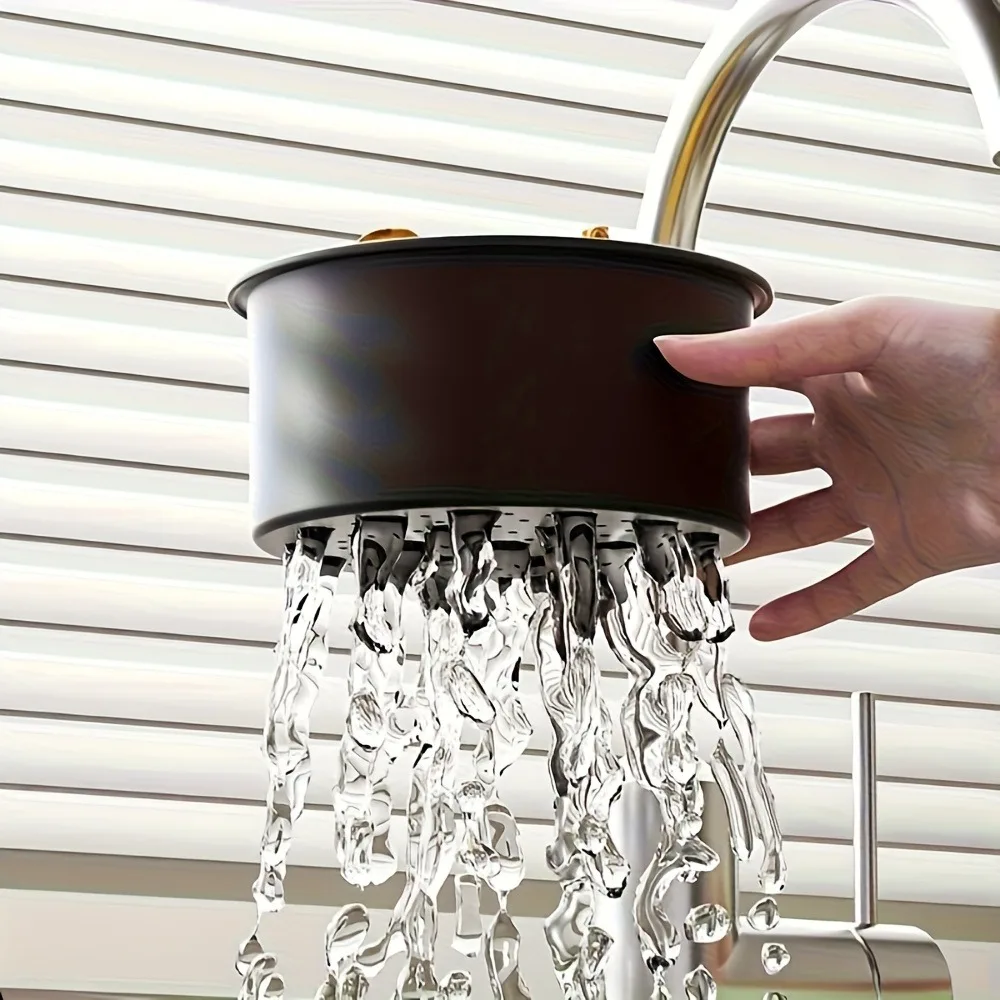 Quick-Drain Stainless Steel Strainer with Faucet Hanger – Easy-Clean Filter, Uses for Veggies, Kitchen, Bathroom Sink