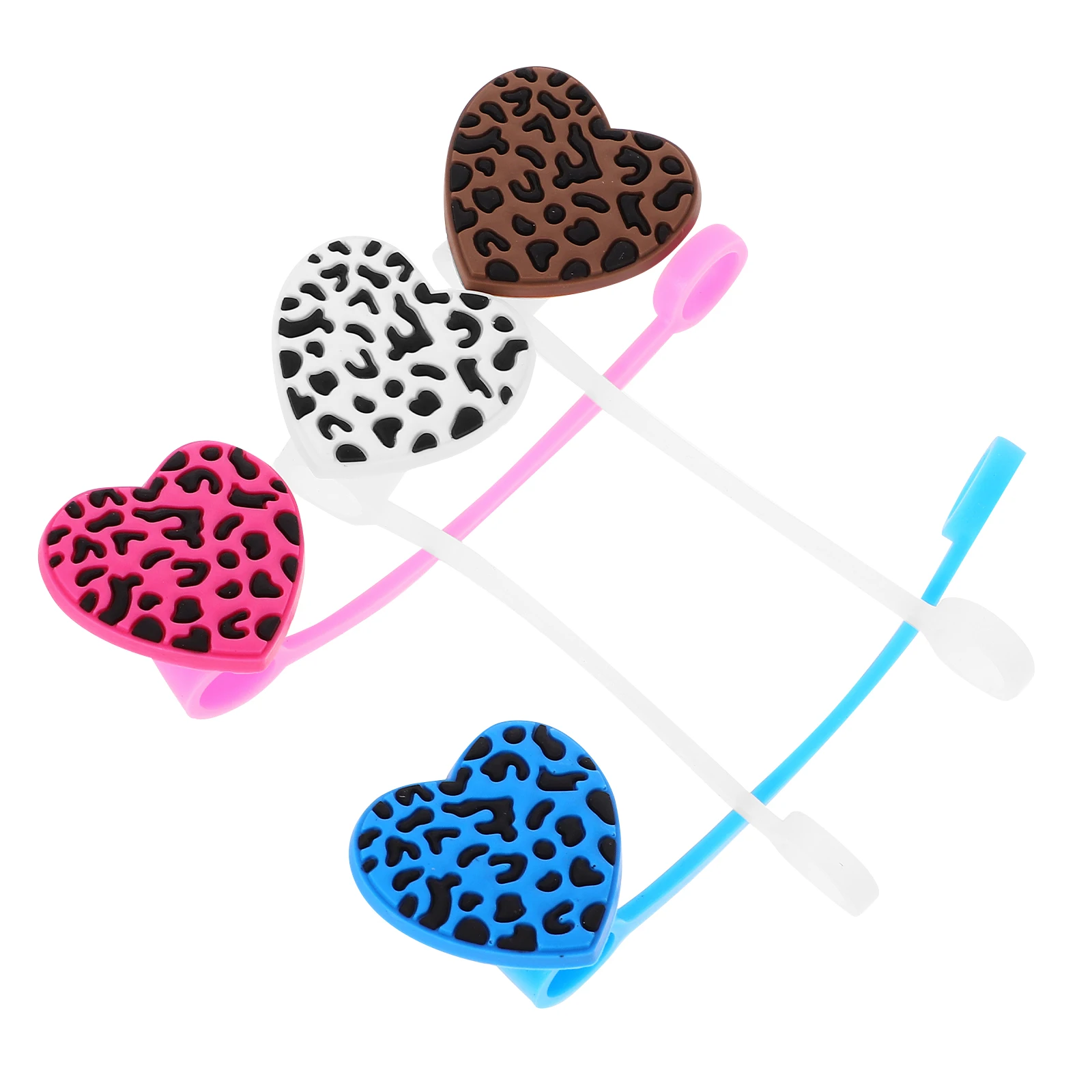 

4 Pcs Heart Shaped Silicone Straw Covers Reusable Drinking Tips Plugs Dust Protectors 33 35 1750 36 1750 37 Party Supplies Straw