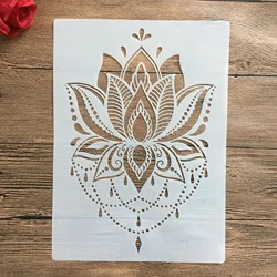 Plantillas A4 de 29x21cm con flor de Mandala, bricolaje, pintura de pared, libro de recortes colorear, álbum en relieve, plantilla de tarjeta de papel decorativa, pared
