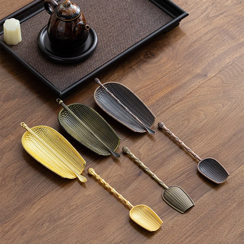 3/2/1pcs Alloy Weaving Teaspoon Sets Vintage Chinese Kung Fu Tea Accessories Zen Coffee Bean Taking Tools Tea Shovel Chaze