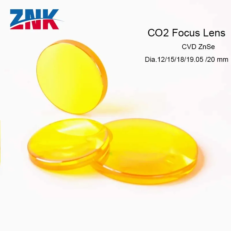 ZNK CO2 10PCS Focus Lens CVD ZnSe Lens Dia.18/19.05 /20 mm FL38.1 50.8 63.5 101.6 for CO2 Engraving Cutting Machine