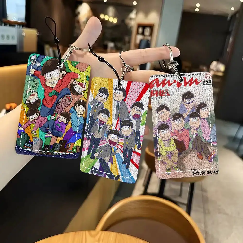 Anime O-Osomatsu S-San Vintage Card Wallet With Keychain Fashion Print Bank Card Protective Holder