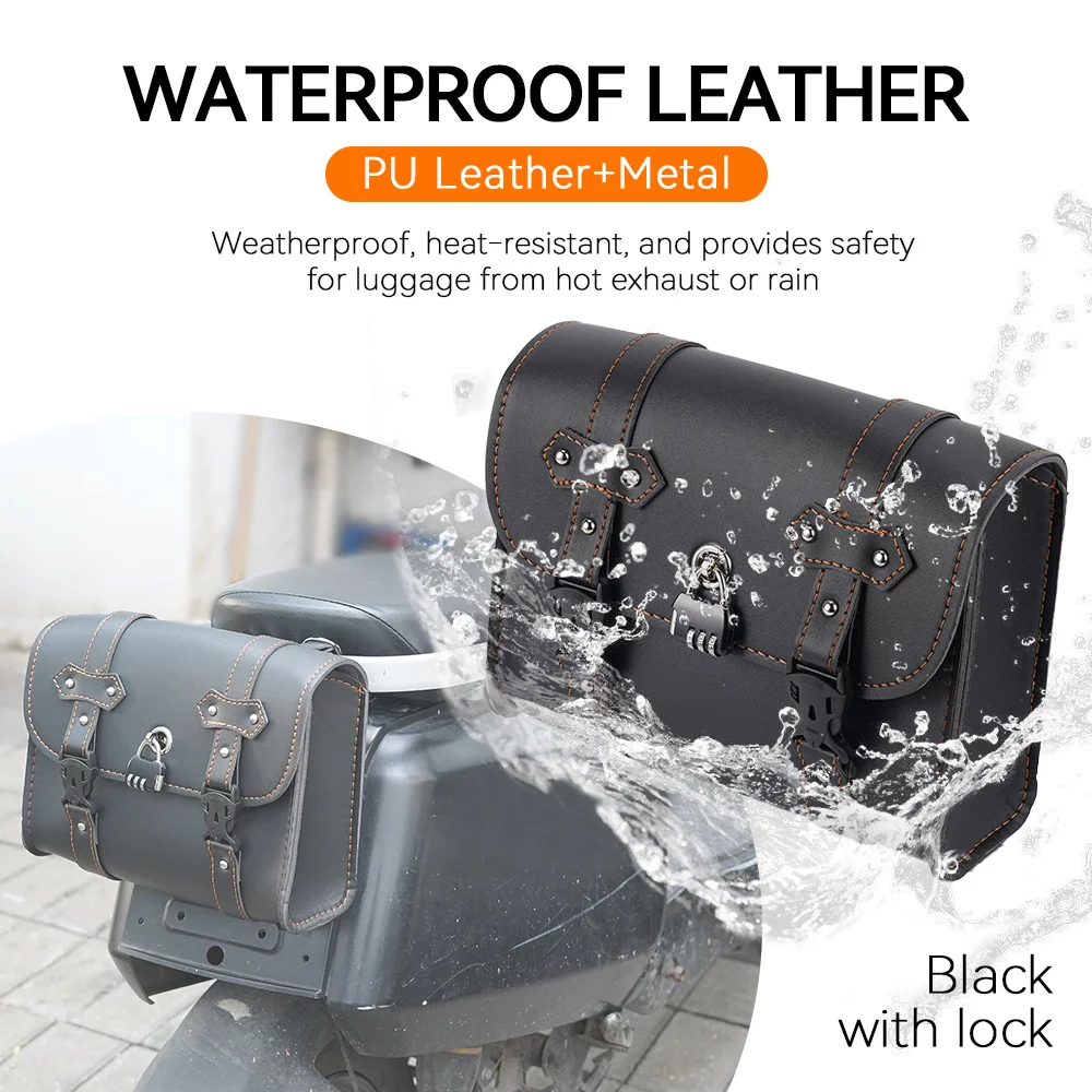 1PC Motorcycle Saddlebag Anti-theft Waterproof  Tool Bag With Password Lock Leather Bag for Harley Sportster XL883 Universal