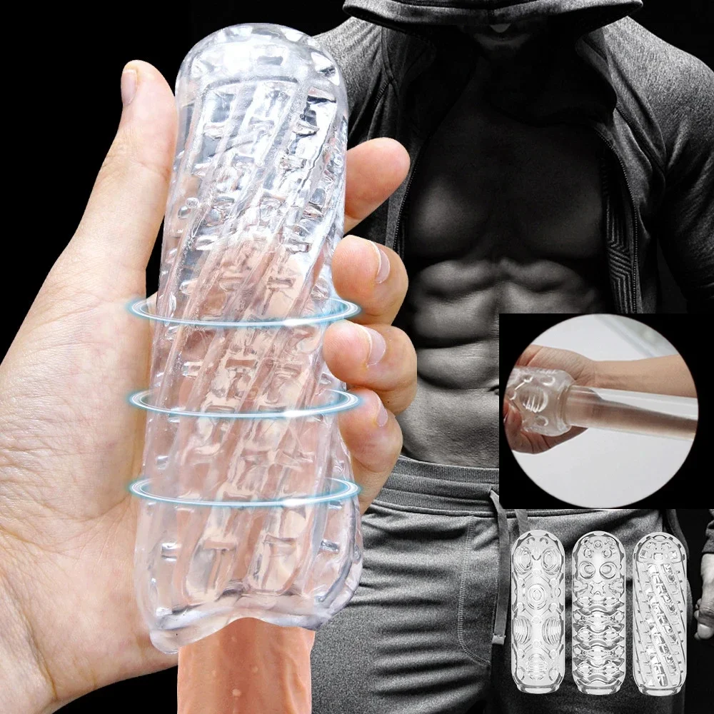 Juguetes De masturbación para hombres, juguetes íntimos de bolsillo transparente, suave, TPE, coño, manga de pene, herramientas de masturbación,