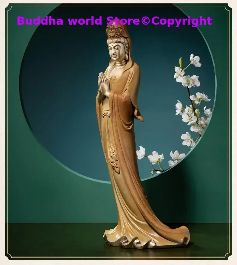 5A+ Asia high grade bronze ZI ZAI standing Guan yin Buddha Avalokitesvara Decorative statue HOME office Efficacious protection