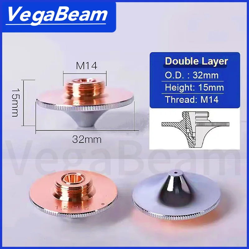 10PCS Raytools Laser Nozzles High Speed D32 M14&D28 M11 Double Chromeplate for Precitec WSX Hans BOCI Fiber Cutting Machine Head