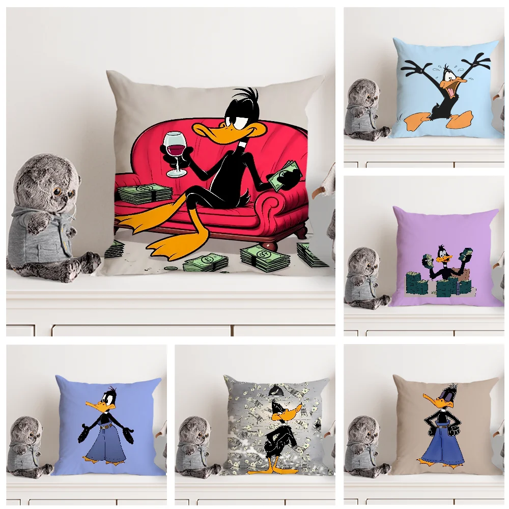 D-daffy D-duckS Pillow Case Double Sided Printed Cushion Cover Soft Short Plush Sofa Decorative Home Decoration