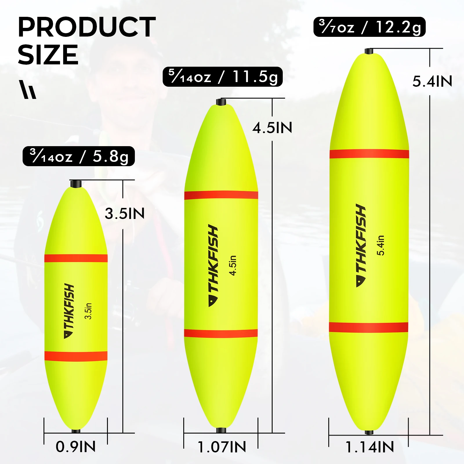 8pcs Weighten Fishing Floats 3.5in 4.5in 5.4in Fishing Catfish Bobbers Buoys Freshwater EVA Foam Sea Fishing Float Buoy