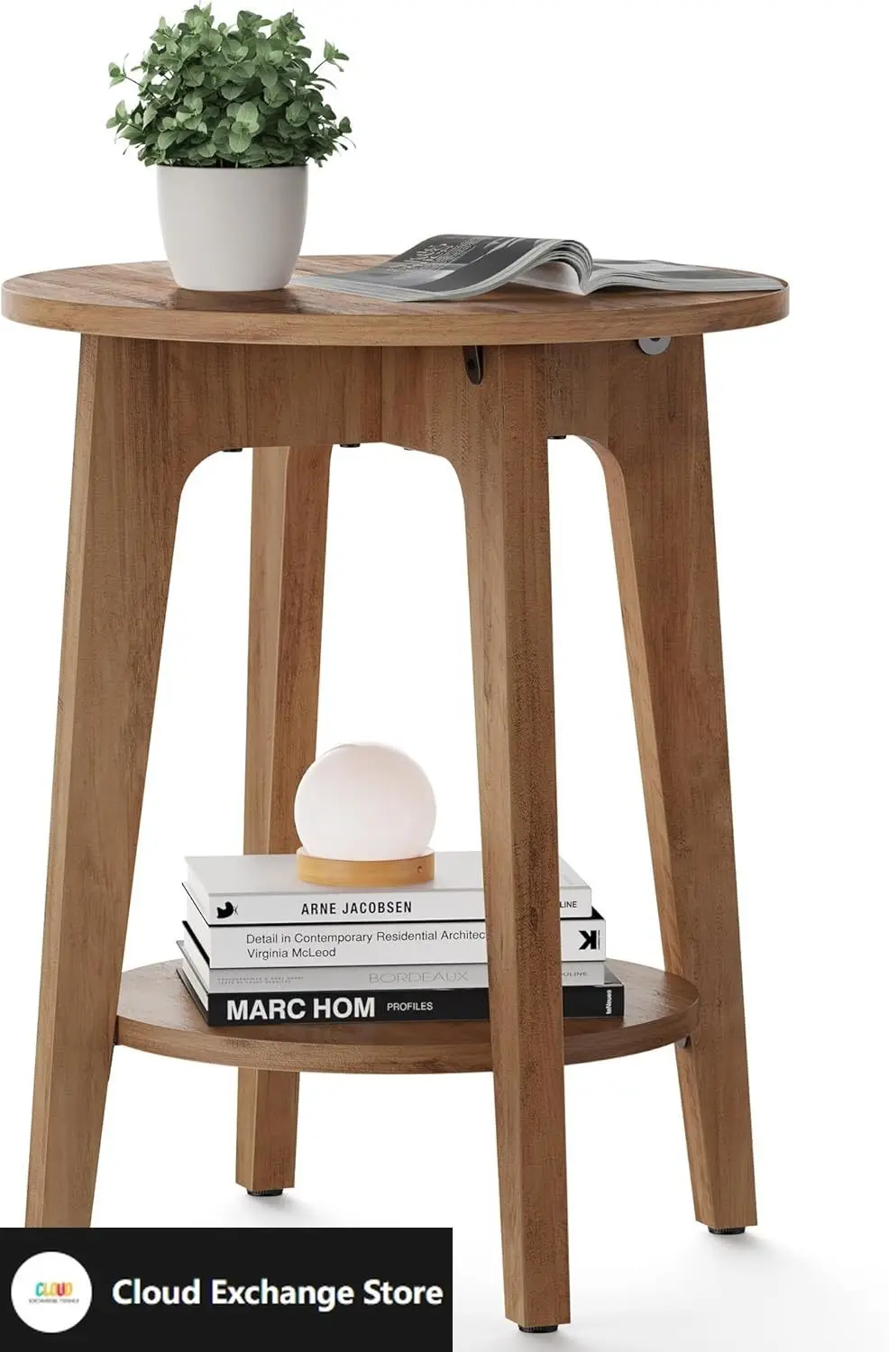 

Side Table, Small Round End Table with Lower Shelf, Nightstand for Small Spaces, Living Room, Bedroom, Rustic Walnut ULET283T41
