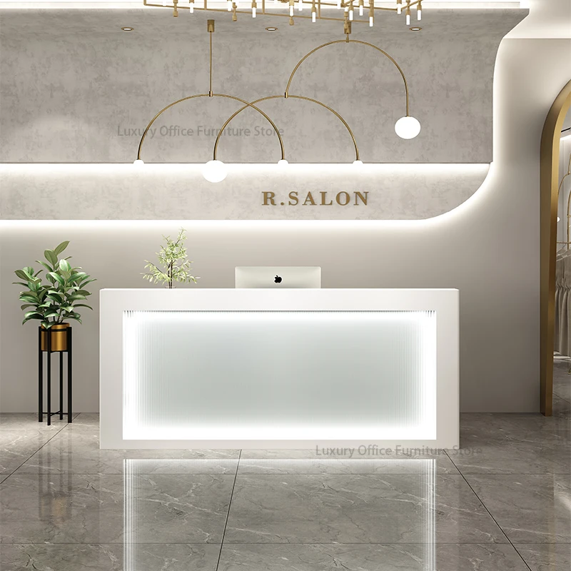 

Cream Style Luxury Reception Desks Checkout Counter Cash Register Reception Desks Business Office Furniture Recepción LLRD