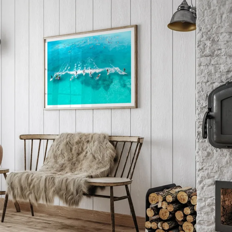 الصيف المحيط شاطئ مشهد المشارك الجوي تصفح السباحة المحيط موجة قماش اللوحة الساحلية جدار الفن لغرفة المعيشة ديكور المنزل