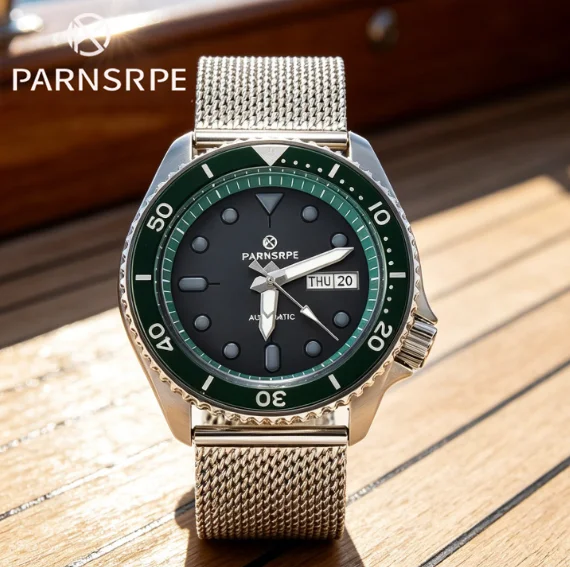 

PARNSRPE Watches Luxury sports NH36A automatic movement mechanical 42mm watch day calendar display Man Clock diving watch